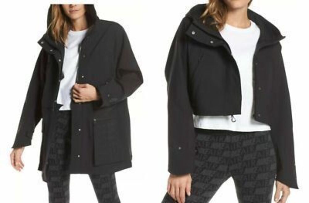 $400 NIKE NIKELAB 2 in 1 Crop JACKET RAIN Wind COAT BLACK AH7236-010 WOMEN's S